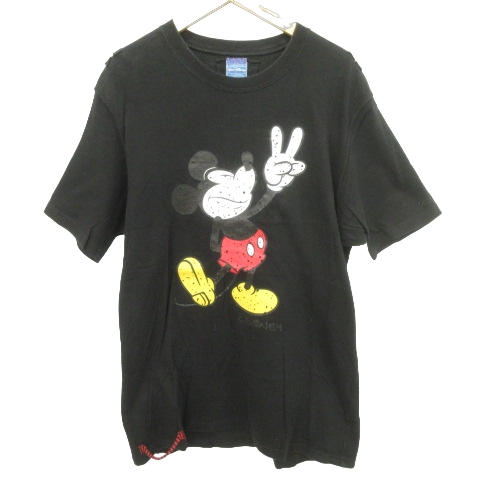 ロエン Roen ×Disney Tシャツ カットソー 半袖 ミッキー プリント 加工 