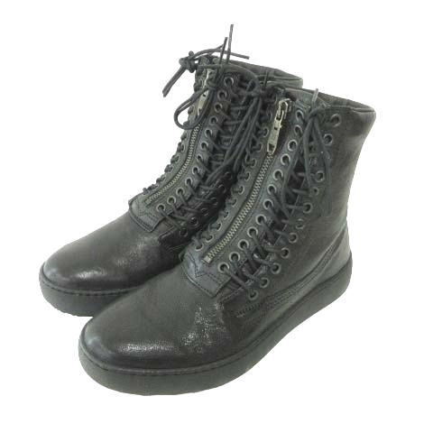 ディーゼル DIESEL 美品 レザー ブーツ フロントジップ 26.5cm 黒 