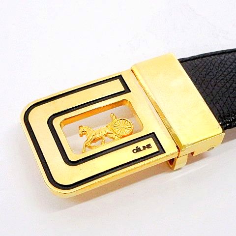 セリーヌ CELINE 馬車 バックル レザー ベルト ビジネス カジュアル