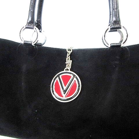 ヴァレンティノ ヴィンテージ ハンドバッグ トート Vロゴ キャンバス レザー 黒 ブラック 良品 VALENTINO 7385h2 極美品 ヴァレンティノガラヴァーニ トートバッグ ハンドバッグ Vロゴ