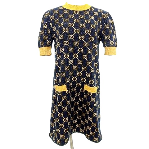 グッチ GUCCI 美品 692707 22AW GG ラメ ジャカード ワンピース ニット 