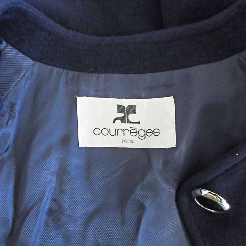 クレージュ courreges 美品 ヴィンテージ ノーカラーコート ジャケット 