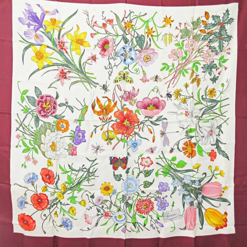 GUCCI グッチ スカーフ ボタニカル オールドグッチ アニマル 花柄