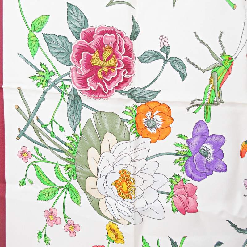 グッチ GUCCI 美品 大判 スカーフ フローラル 花柄 ボタニカル柄 
