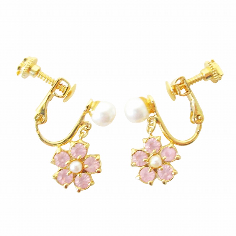未使用品 クレージュ courreges イヤリング ネジバネ式 フラワー 