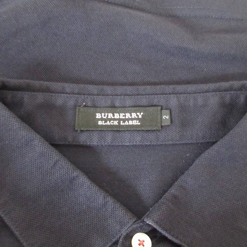 美品✨バーバリーブラックレーベル 鹿の子 ポロシャツ ネイビー サイズ4 バーバリーブラックレーベル BURBERRY BLACK LABEL ポロシャツ