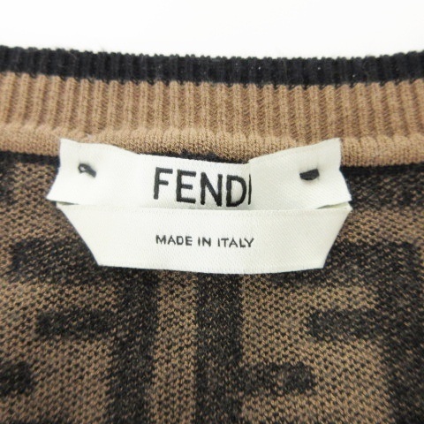 フェンディ FENDI 美品 19年 長袖 ニット カットソー ズッカ柄 刺繍 