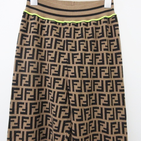 フェンディ FENDI 美品 19年 ニット パンツ ズッカ柄 刺繍 ボトムス 