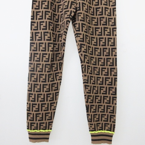 フェンディ FENDI 美品 19年 ニット パンツ ズッカ柄 刺繍 ボトムス 
