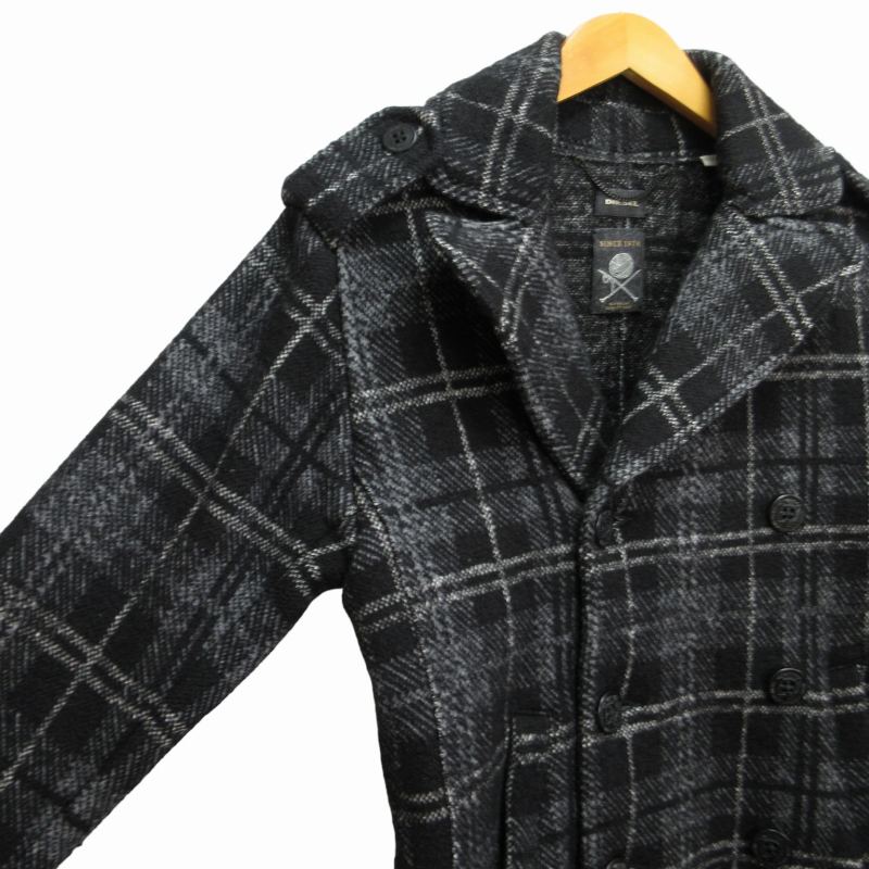 ディーゼル】 DIESEL y2kアーカイブツイードロングコートベルトM