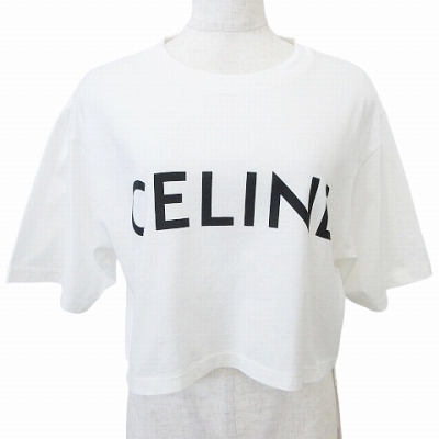 未使用品 セリーヌ CELINE タグ付き クロップド Tシャツ トップス 半袖 