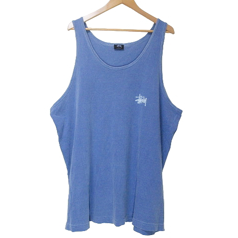 STÜSSY タンクトップ ブルー　Lサイズ ステューシー STUSSY タンクトップ ヴィンテージ加工 龍