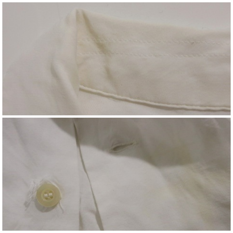 テンダーロイン TENDERLOIN ワークシャツ 半袖 オープンカラー 白 ロゴ