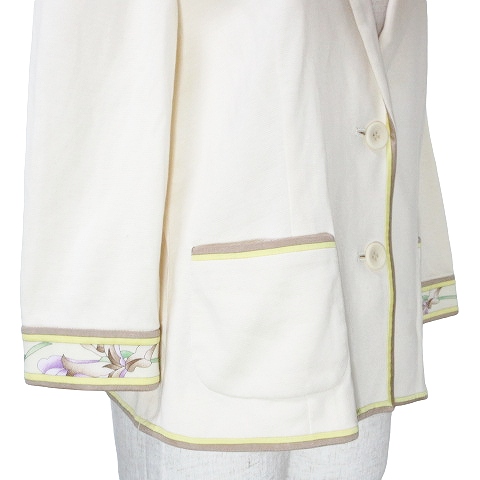 レオナール LEONARD FASHION テーラード ジャケット 七分袖 袖花柄 9AR 