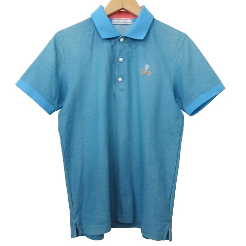 マーク＆ロナ MARK&LONA 美品 スカル ネップ ポロシャツ 半袖 鹿の子