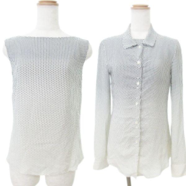 アルマーニ コレツィオーニ ARMANI COLLEZIONI 美品 2点セット おまとめ 長袖 シャツ ブラウス 38 ノースリーブ トップス 40 イタリア製 白 アルマーニ コレツィオーニ ARMANI COLLEZIONI 美品 2点セット