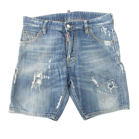 美品　DSQUARED2 ダメージデニムショートパンツ　サイズ44 インディゴ 美品 DSQUARED2 ダメージデニムショートパンツ サイズ44