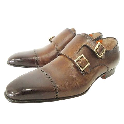 サントーニ SANTONI 14798 ダブルモンク シューズ レザー ストレート 