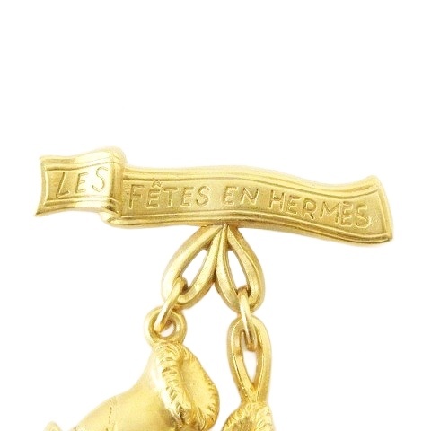 エルメス HERMES ブローチ スケート靴 ゴールド エルメス ブローチ