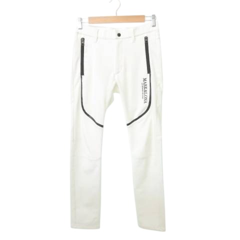 【中古】マーク＆ロナ MARK&LONA MCM-3C-AT51 パンツ ロゴ ストレッチ ジップアップ 薄手 44 約Lサイズ 白 メンズ マーク＆ロナ MARK&LONA MCM-3C-AT51 パンツ ロゴ ストレッチ ジップ