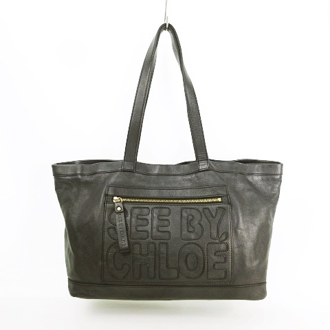 シーバイクロエ SEE BY CHLOE レザートート トートバッグ ロゴ ZIP 