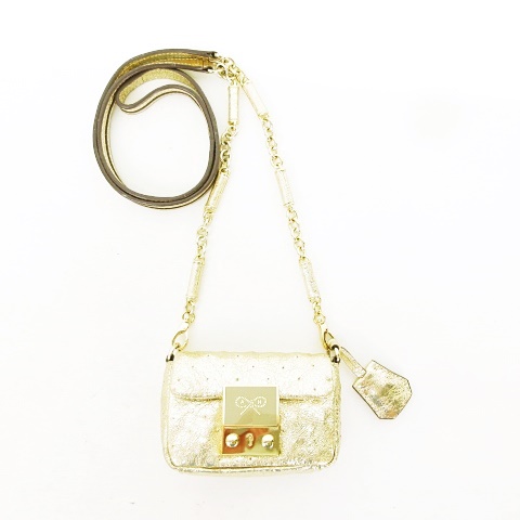 アニヤハインドマーチ Anya Hindmarch チェーンショルダー クロスボディ ミニバッグ ショルダーバッグ リボンロゴ 鍵付き金具 ゴールドカラー ジャンク品 レディース 053 ベクトルパーク
