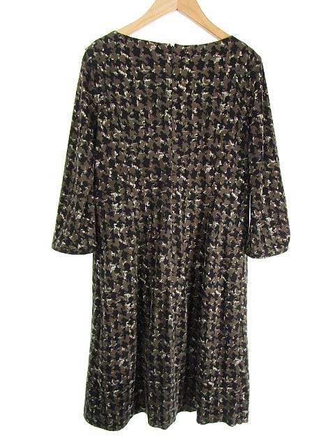 7 Idコンセプト 7 Idconcept ワンピース ミニ丈 七分袖 総柄 プリント 日本製 40 カーキ 黒 他 レディース 053 ベクトルパーク