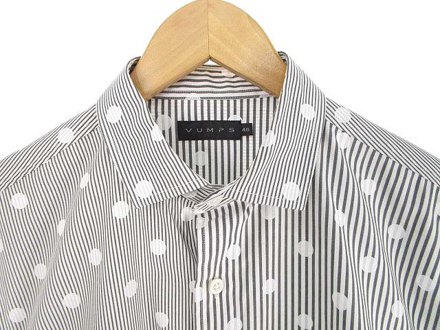 Vumps シャツ 半袖 ストライプ 切替 ドット 46 グレー 白 メンズ 053 ベクトルパーク