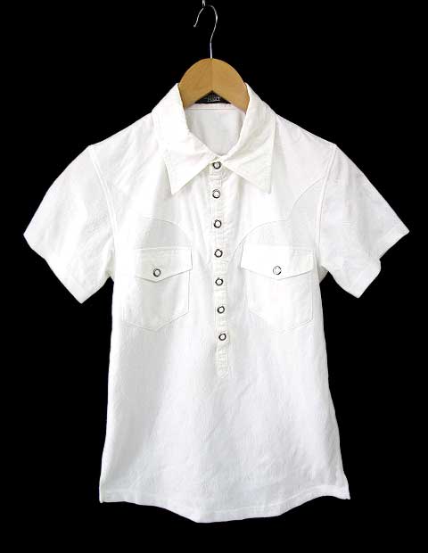 トルネードマート Tornado Mart シャツ ポロシャツ スキッパー 花柄 半袖 綿混 白 メンズ 053 ベクトルパーク