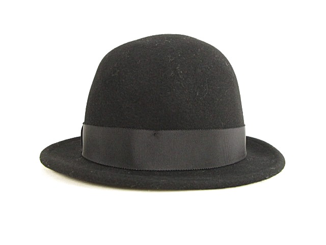 ベーシックエンティ Basiquenti ボーラーハット ダービーハット 山高帽 帽子 グログランリボン フエルト ウール M 57 58cm ブラック 黒 メンズ レディース 053 ベクトルパーク