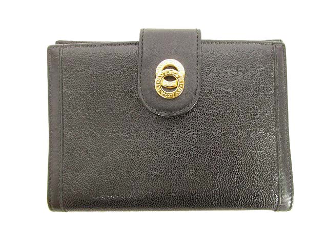 ブルガリ BVLGARI ドッピオトンド 手帳カバー ゴート レザー 6穴 黒 