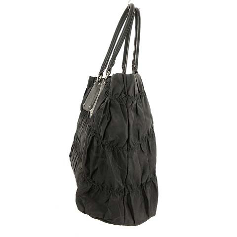 プラダ PRADA ギャザー ハンドバッグ トートバッグ ナイロン レザー  