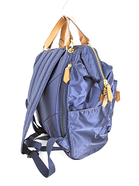 サマンサタバサ samantha thavasa mickey ミッキーコラボ ナイロンリュック ペットボトルケース付き セット レトロスポーティー ラインプリント 2way ハンドバッグ リュックサック デイパック 口金入り ネイビー 紺 レディース