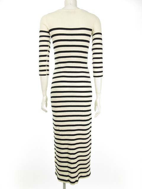 ラルフローレン Ralph Lauren ワッフル サーマル カットソー ワンピース ボーダー Xs ホワイト ブラック 国内正規品 レディース 053 ベクトルパーク