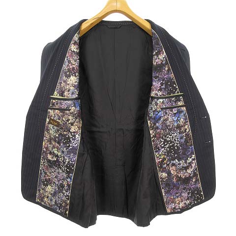 ポールスミスコレクション Paul Smith Collection テーラード ジャケット ブレザー ストライプ 花柄 裏地 L ネイビー 紺 国内正規品 メンズ 053 ベクトルパーク