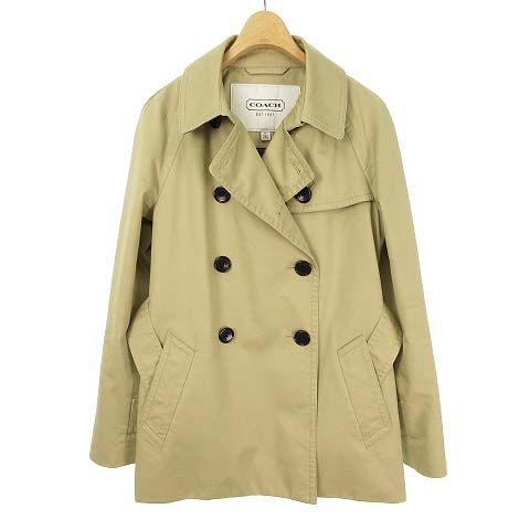 コーチ COACH ショート丈 トレンチ コート シグネチャー柄 裏地 S 