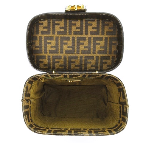 FENDI 極 美品 フェンディ ズッカ柄 バニティバッグ キャンバス