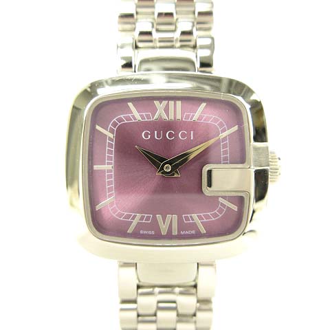 美品✨稼働品 腕時計 グッチ 125.5 Gコレクション シルバー クォーツ グッチ GUCCI 125.5 G型 クオーツ 腕時計 アナログ パープル シルバー