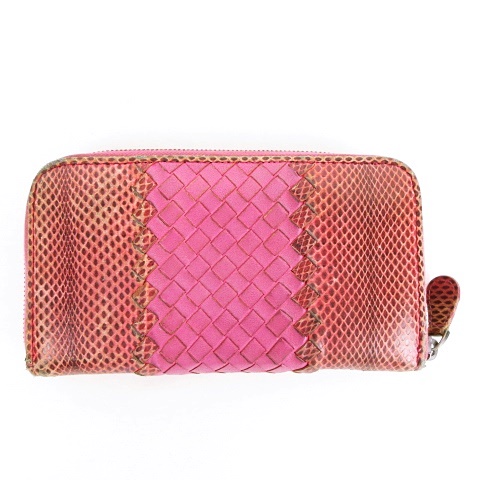 BOTTEGA VENETA♡ピンク 編み込み 長財布 ボッテガヴェネタ 長財布