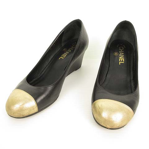 シャネル ウエッジソール パンプス ブラック 36