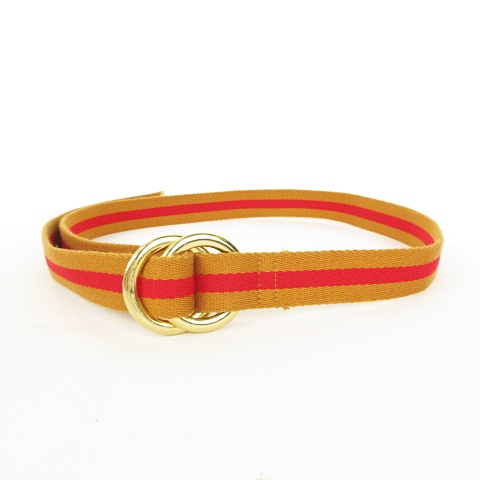 美品 グッチ キャンバス ダブルリング ベルト ボーダー ブラック ゴールド GUCCI グッチ 146435 シェリーライン ダブルリング キャンバス