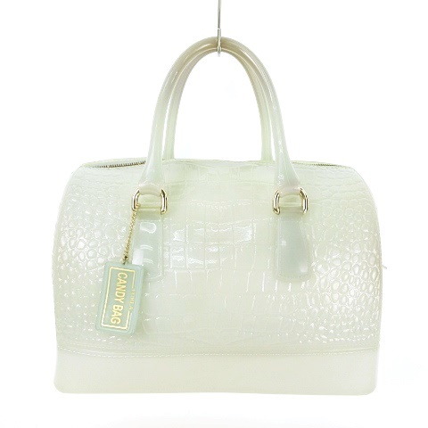 フルラ Furla Candy Bag キャンディバッグ ボストンバッグ クロコダイル クロコ柄 ワニ柄 型押し ハンドバッグ ロゴチャーム 南京錠モチーフ 鍵モチーフ ラバーバッグ ミントグリーン ライトグリーン Italy製 レディース 053 ベクトルパーク