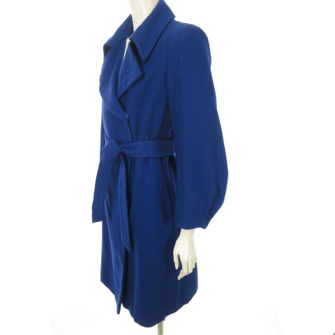 ジョルジオアルマーニ Giorgio Armani カシミヤコート ステンカラー タック袖 青 ロイヤル ブルー 40 Mサイズ相当 国内正規品 レディース 053 ベクトルパーク