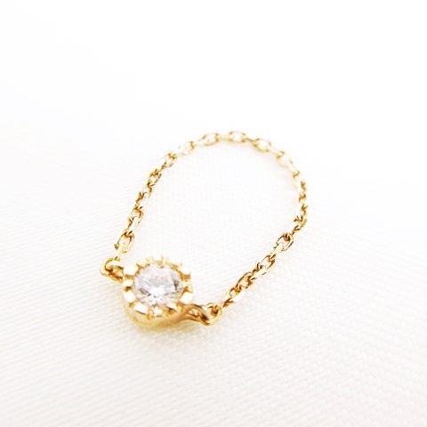 エテ Ete 1粒 ダイヤモンド 925 チェーンリング ファランジリング ピンキーリング 指輪 アクセサリー 3号 ピンクゴールドカラー プラスチックケースあり レディース 053 ベクトルパーク