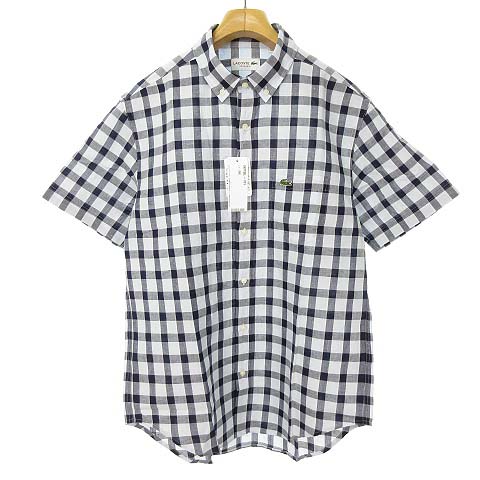 未使用品 ラコステ LACOSTE CH772EL リネン コットン チェック シャツ 