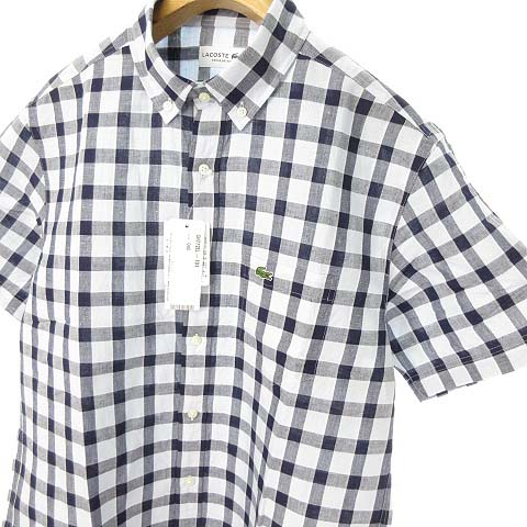 未使用品 ラコステ LACOSTE CH772EL リネン コットン チェック シャツ 
