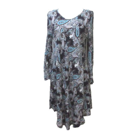 オットー Otto チュニック ペイズリー ワンピース ロング マキシ丈 長袖 アシンメトリー マルチカラー M レーヨン X レディース 053 ベクトルパーク
