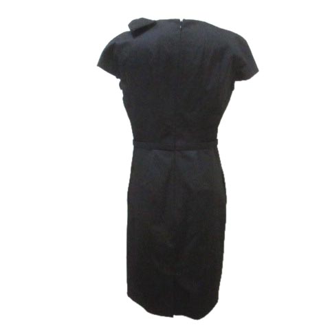 ポールカ Paule Ka ワンピース ひざ丈 半袖 黒 ブラック 肩リボン 38 Mサイズ相当 コットン バックスリット X レディース 053 ベクトルパーク