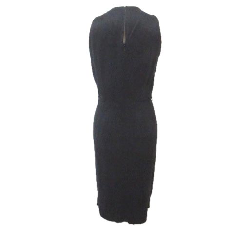 ポールカ Paule Ka ワンピース ひざ丈 ノースリーブ プリーツ シルク 黒 ブラック 38 Mサイズ相当 X レディース 053 ベクトルパーク