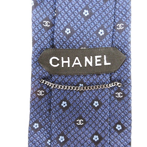 シャネル CHANEL ネクタイ ココマーク × 花柄 × スクエア 格子柄 ロゴ 